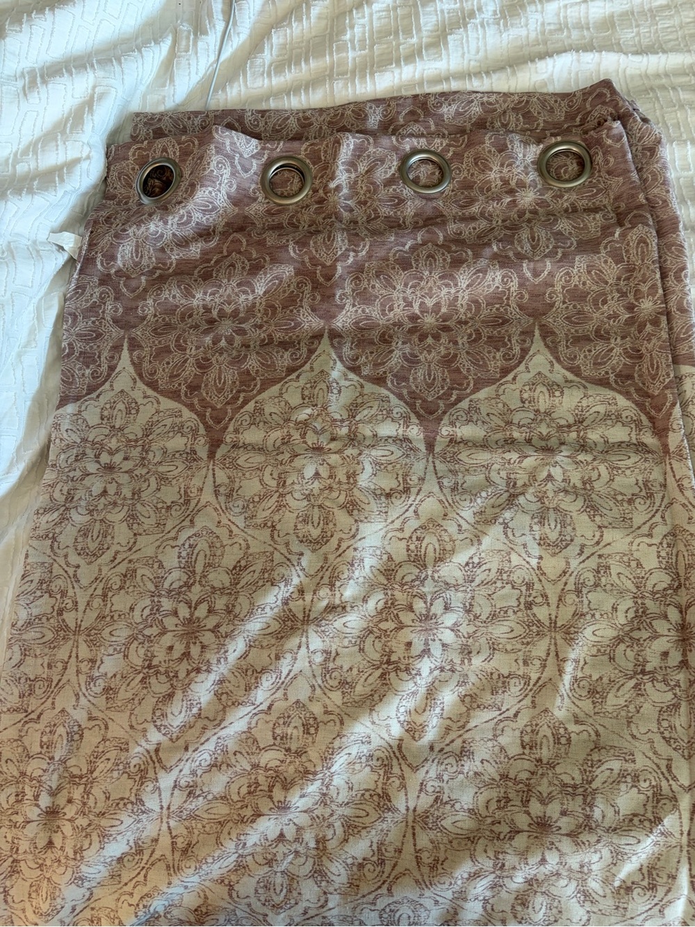 Decorative Mandala design Curtain Panel pair in Dusty Rose and Cream 84”